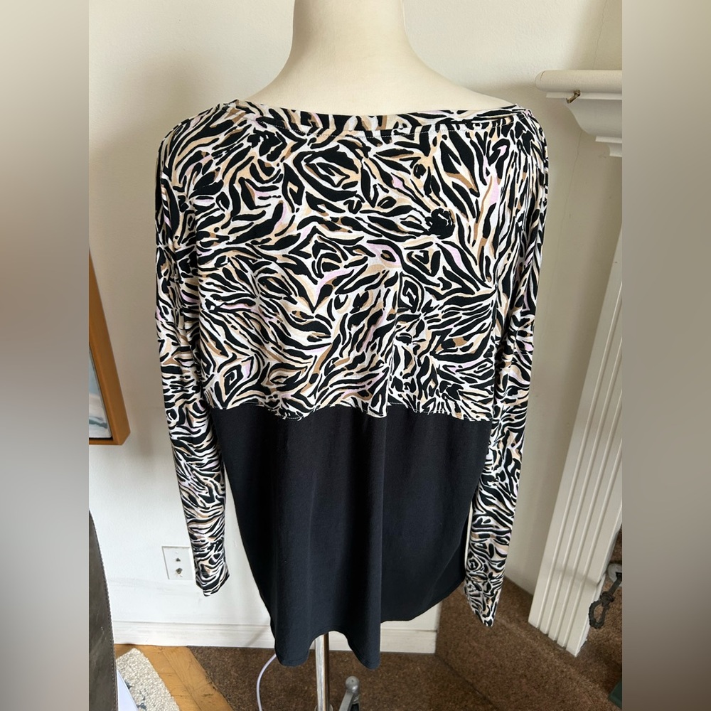 Lilly Pulitzer Black and White Animal Print Blouse - Picture 2 of 4